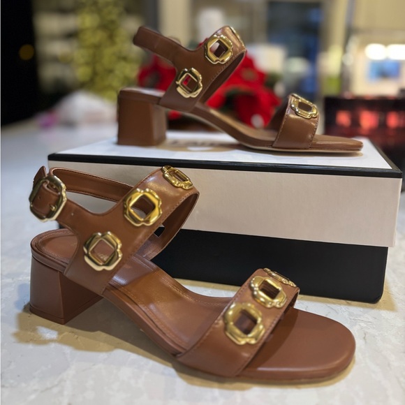 Larroudé Milan Sandal In Caramel Leather - Picture 5 of 7